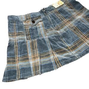 Vintage Y2K Bongo Corduroy Low Rise pleated school girl Mini Skirt jr size 5 NEW